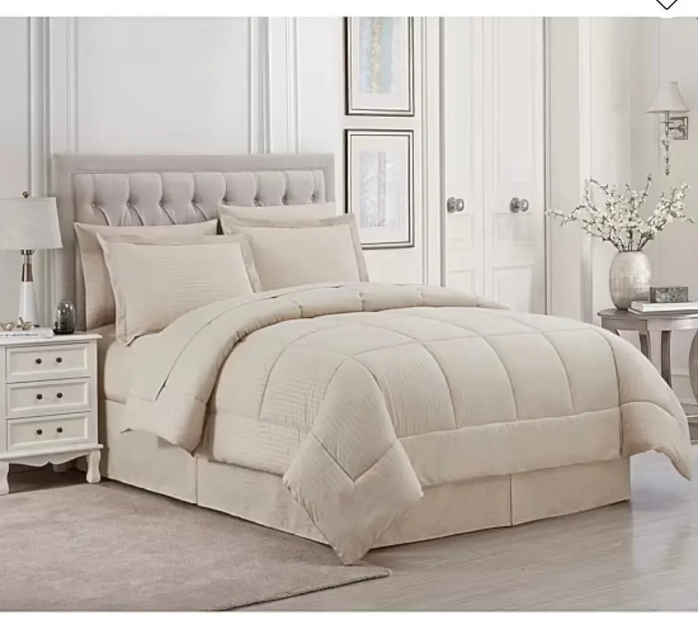 NEW! Sweet Home Collection Dobby Stripe 8PC Set King